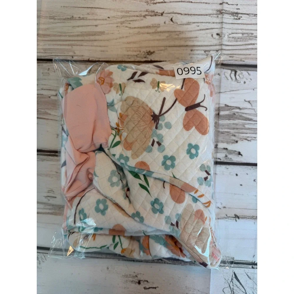 Floral Butterfly Quilted Wearable Blanket Sleep Sack Pink Cotton Size L